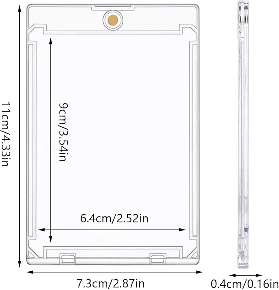 Ultra-Clear Magnetic Card Holder with UV Protection, Diamond Corner Design, Hard Plastic.